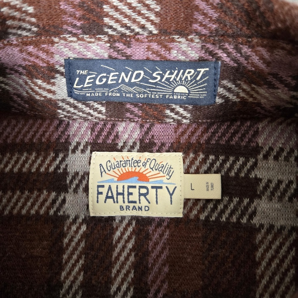 Faherty Legend Sweater Shirt Mens Large Red Plaid Super Soft Button Down Classic - Picture 3 of 7